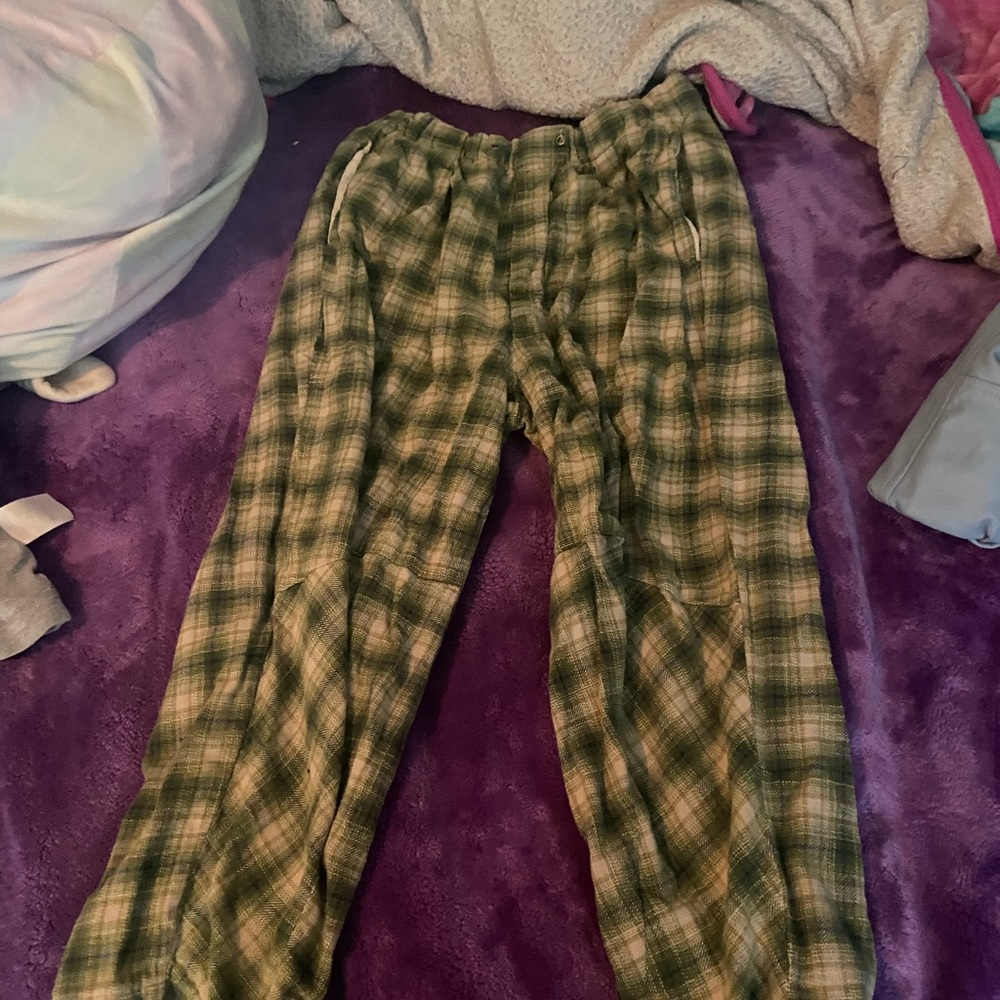 Baggy Green and white Pajama Pants